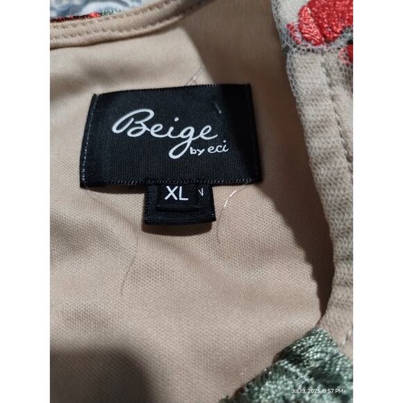 Beige by eci Embroidered Floral Women's size XL Mesh Colorful Fairy Mini Dress - Picture 7 of 10